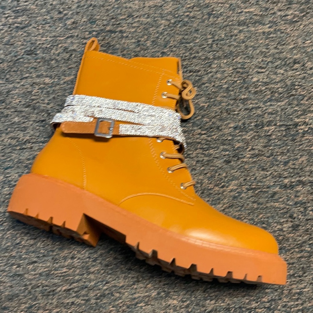 Rhinestone wrapped combat boots